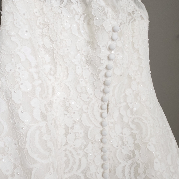 Oleg Cassini Tea Length Ivory Wedding Dress Size 14 - Picture 2 of 4